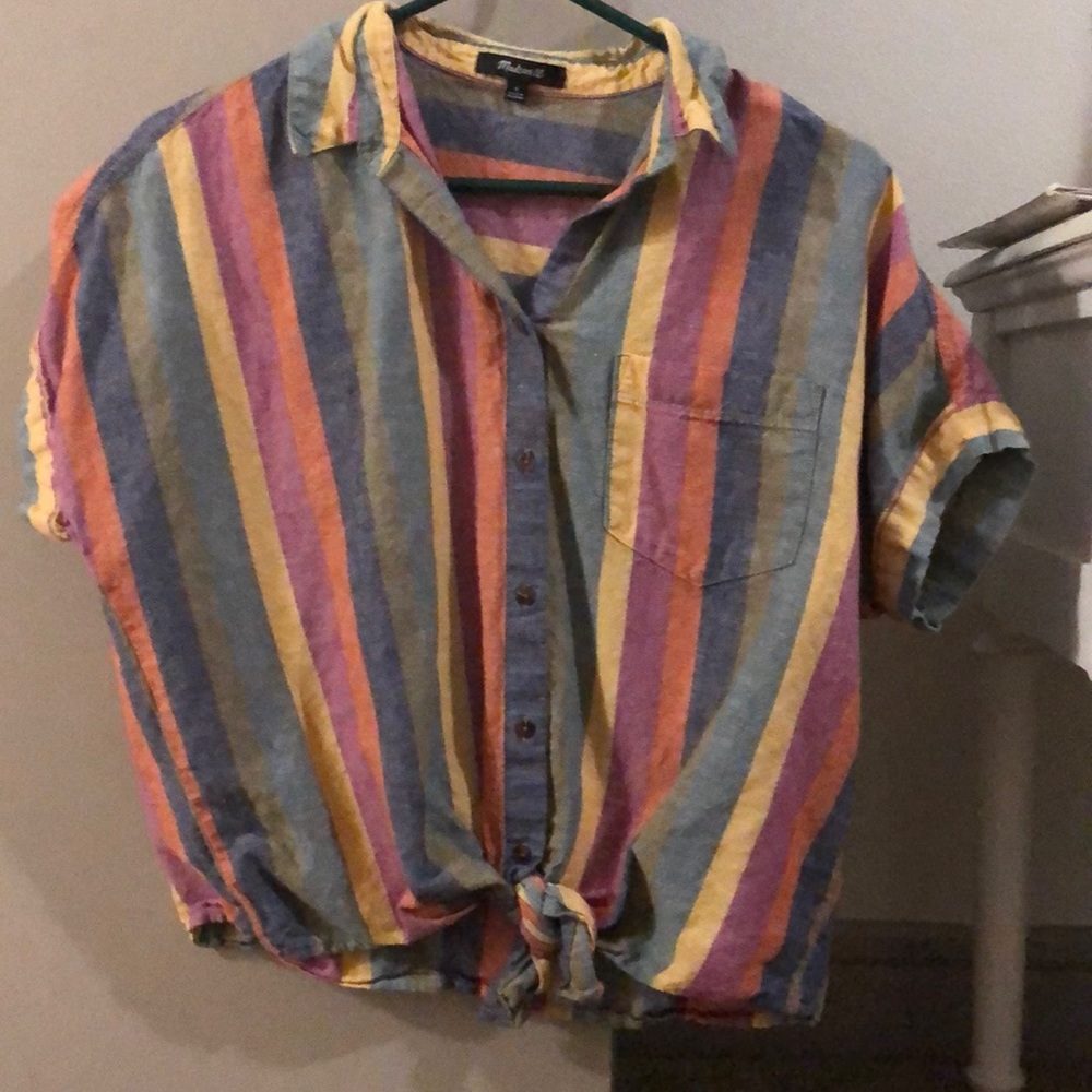 Madewell multi color stripe courier top